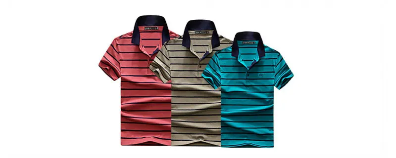 JEEP Brand Men's Polo Shirts Short Sleeve Loose Summer Pinstripe Men Fashion Cotton Man High Quality Smart Casual Straight Tops (2)