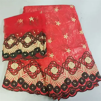 

HFX 2018 New Design African Bazin Riche Getzner Fabric with Embroidery Lace For Dress African Lace Fabric H198-2