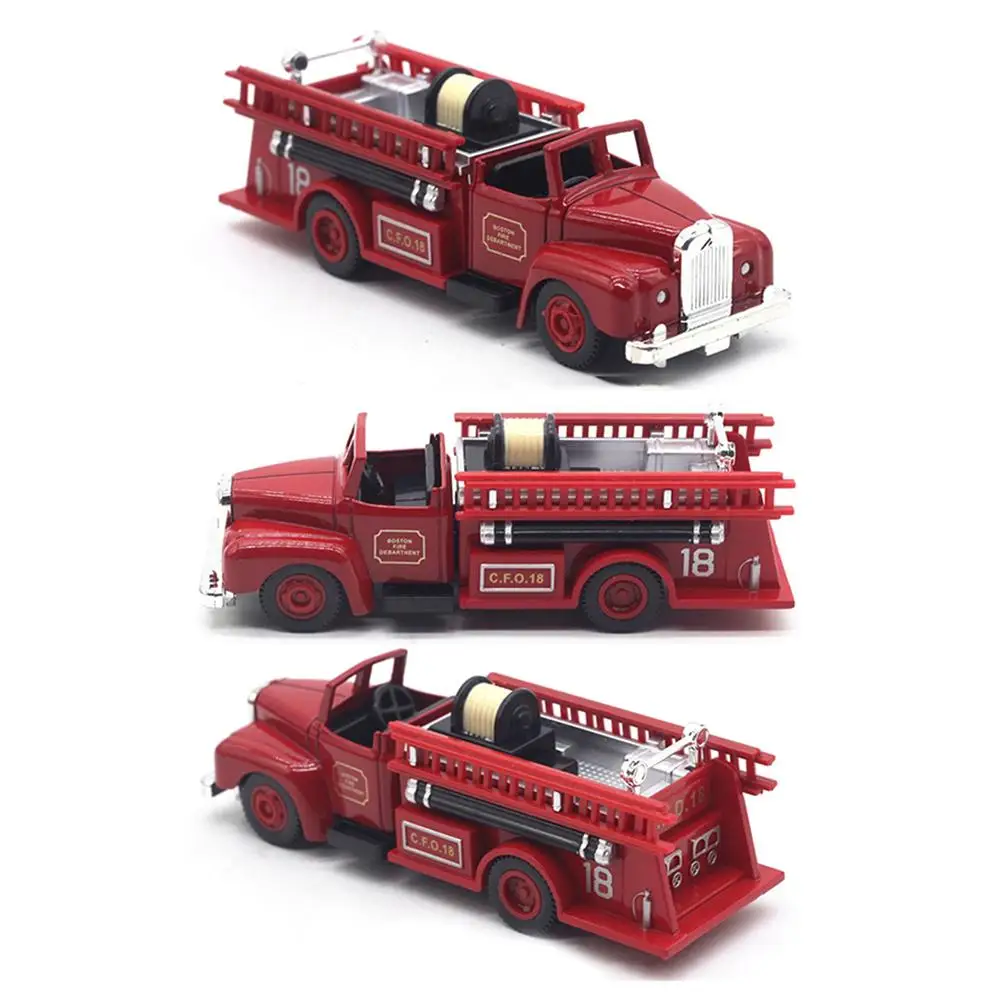 1:43 Ретро моделирование Европейская коллекция пожарной машины Модель классический сплав Литье Комбинированная игрушка автомобиль