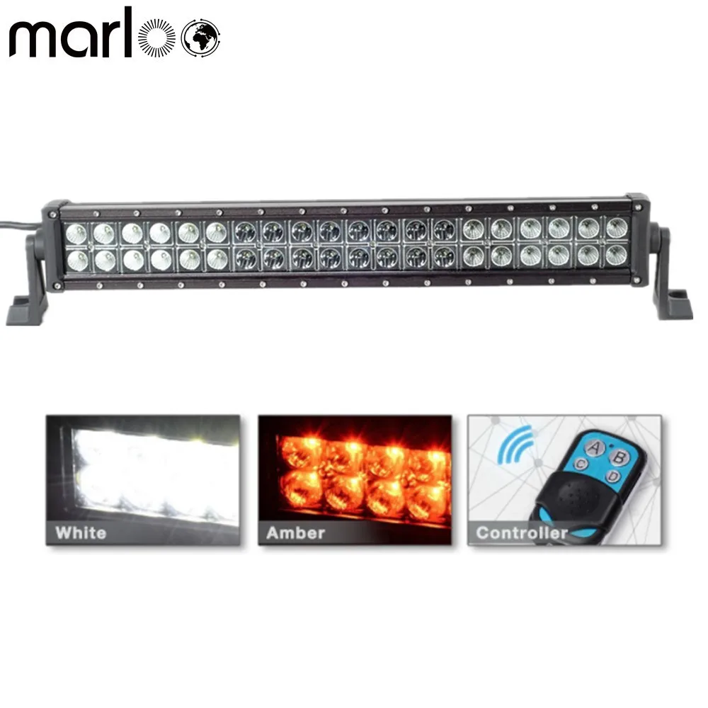 Marloo Car 120W Led Light Bar 22 Inch Amber Yellow White Remote Control