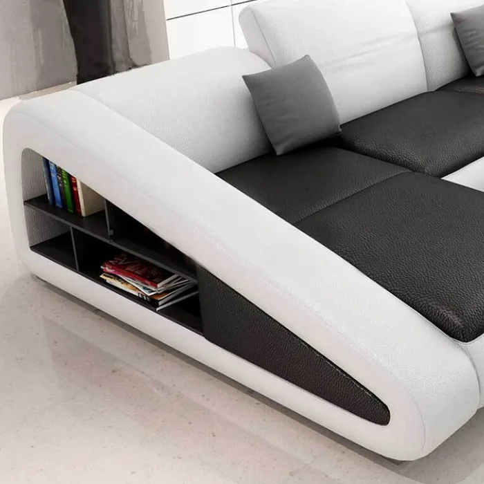 Современный минималистичный толстый кожаный диван в форме углов первый слой кожаный диван-комбинация гостиной