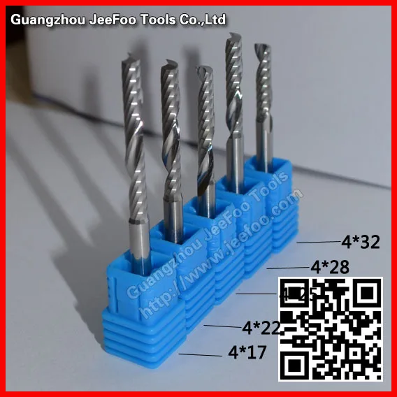

5pcs 4mm Solid Carbide single Flute Spiral Bit / Arcylic Tool A series