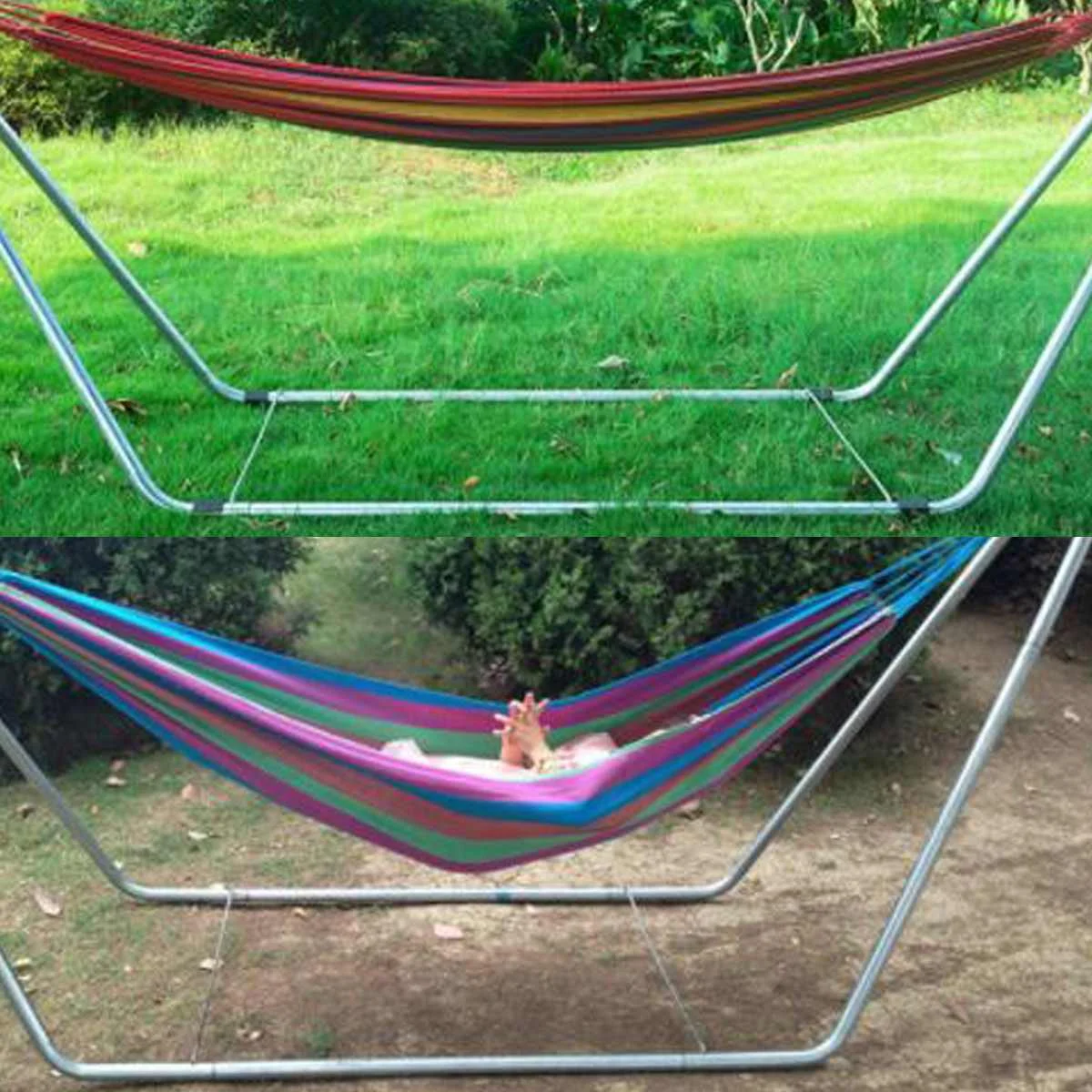 Double Hammock Steel frame Stand Garden Camping Outdoor Patio Swing Chair Bed Hammock Metal Frame Stand Only 270*80*120cm