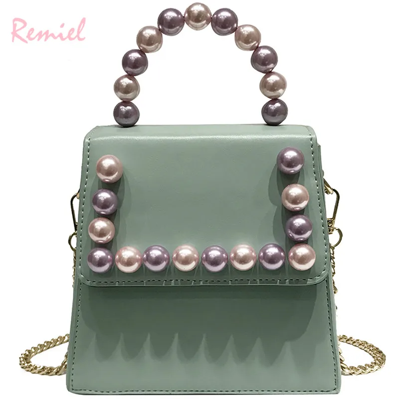 

Luxury Brand Handbag 2019 Fashion New High Quality PU Leather Women's Designer Handbag Pearl Tote Chain Shoulder Messenger bags