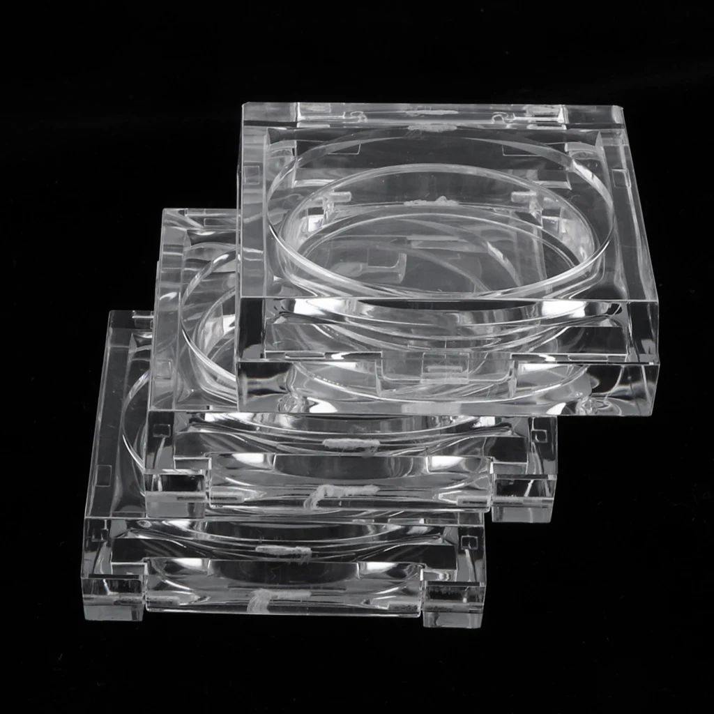 

3Pcs Crystal Clear Empty Powder Case Makeup Blusher Storage Box DIY Cosmetic Container Square Makeup Tool Kits