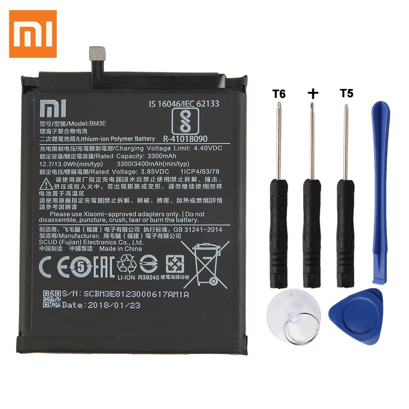 

Original Replacement Battery BM3E For Xiaomi 8 MI8 M8 Authentic Phone Battery 3400mAh