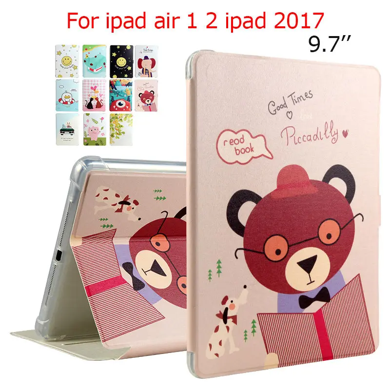 

For iPad 2017 PU Leather Case 9.7'' Colorful Print Protective Stand For Apple iPad 5 6 air 1 2 Tablet Smart Cover Dormancy Funda