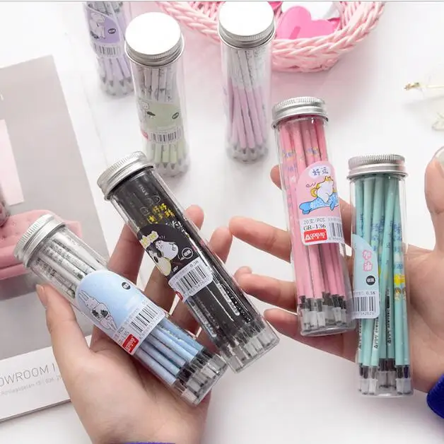 

20pcs/Box 0.38mm and 0.55mm Cartoon Black Pen Refill School Students Writing Pen Black Ink Office Stationery