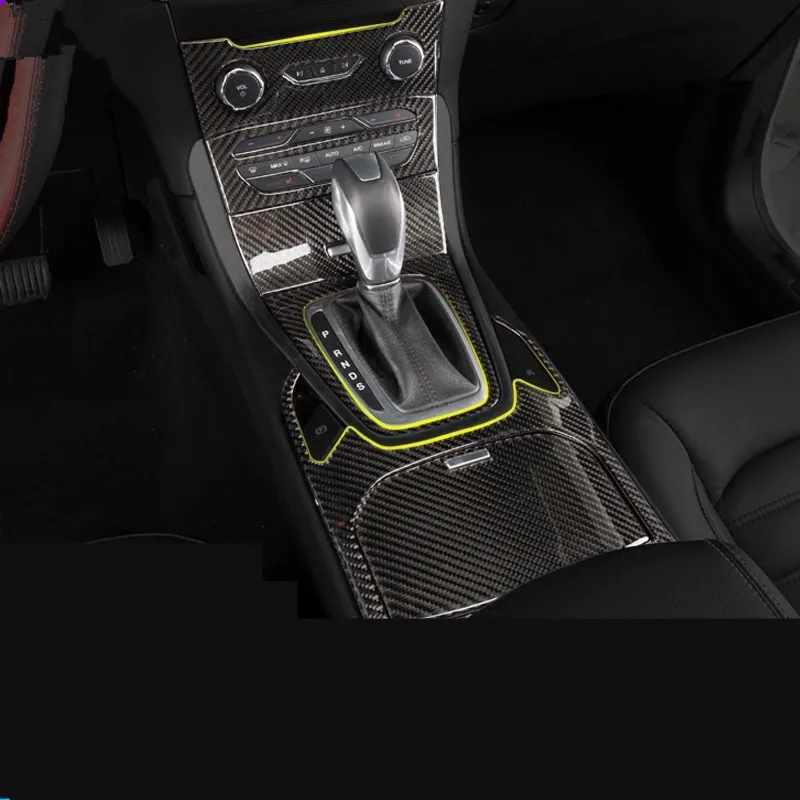 Luxury Carbon Fiber Leather Inner Armrest Box Cover Trim for Ford Edge 2013-2019