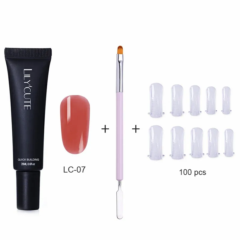 3pcs-LC07 LILYCUTE 20 мл Быстрое расширение поли УФ-гель розовый белый металл с прозрачными кристаллами светодиодный акриловый строительный гель для ногтей - Цвет: 3pcs-LC07