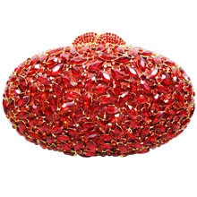 LaiSC oval luxus abend handtaschen rot Handwerk kristall clutch purse goldener diamante frauen party abendtaschen handtaschen SC154