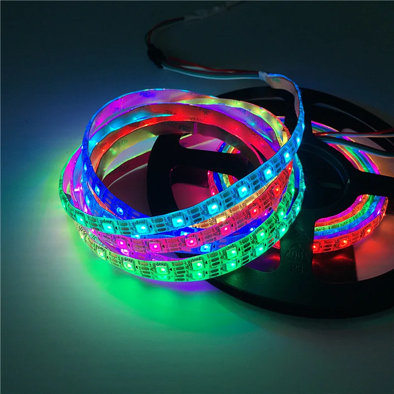 Светодиодная лента WS2811 WS2812B IC DC5V DC12V 60 светодиодов/м SMD 5050 RGB белый PCB Мечта Цвет