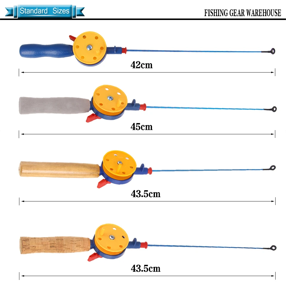 Удочка для подледной рыбалки YTQHXY, 1 секция, удочки с катушкой, 42 см/45 см/43,5 см/43,5 см, мини-зимняя ледяная удочка, рыболовные снасти WQ443