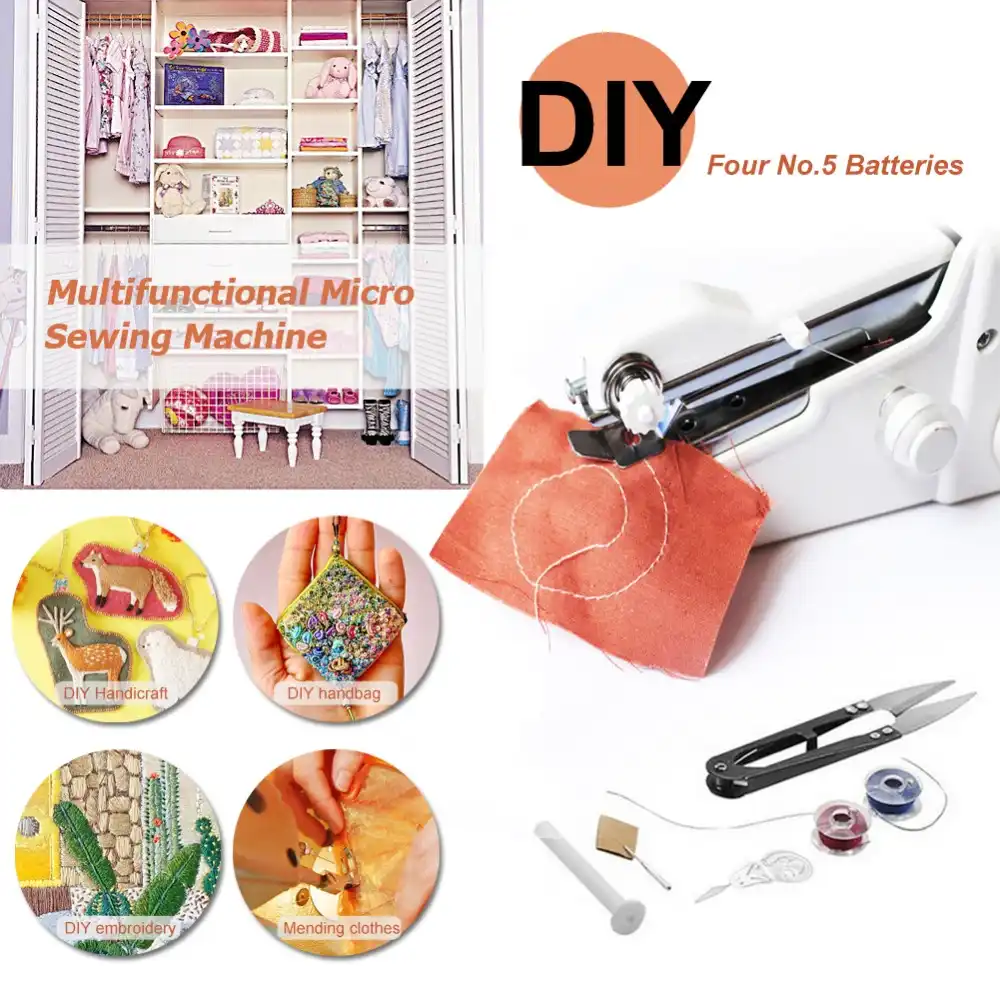 Cotton Fabric Mini Handheld Sewing Machine 18 * 5 * 4 Home Travel 31 Pieces Mini Sewing Machine Portable Manual Handy Sewing Machines Handheld Stitch Machine Suitable for DIY Clothing Cotton Fabric Mini Handheld Sewing Machine 18 * 5 * 4 Home Travel 31 Pieces Mini Sewing Machine Portable Manual Handy Sewing Machines Handheld Stitch Machine Suitable for DIY Clothing