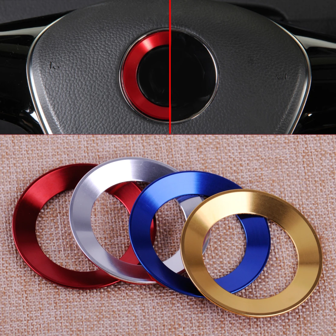 

CITALL Car Steering Wheel Logo Trim Decoration Ring Sticker Badge Fit For VW Golf Jetta MK7 MK6 Polo CC Eos Tiguan Passat B7