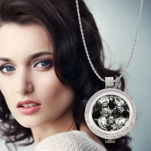 Vinnie Estructura Grande Colgante, Collar de Joyas de Diseño Abierto con 33mm Crystal Disco de La Moneda, 35mm Titular de La Moneda, 80 cm Cadena de Soprano