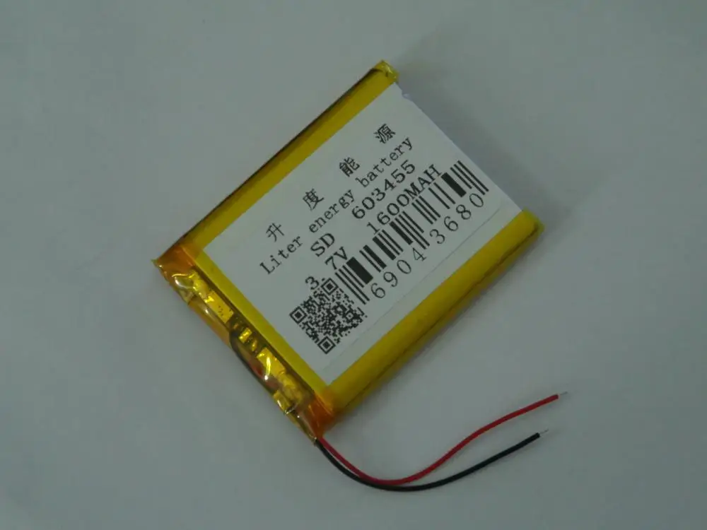 Полимер напрямую от производителя 603455 3,7 V 1600 mAh Мобильный ТВ DVD литиевая батарея
