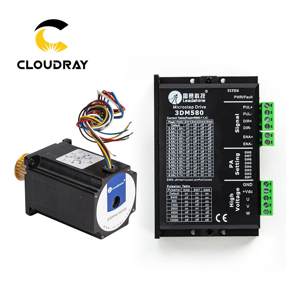 Cloudray Leadshine 3 фазы шагового двигателя 573S09-L-18/573S15-L-18+ Драйвер шагового двигателя 3DM580 для CO2 лазерный станок для гравировки и резки