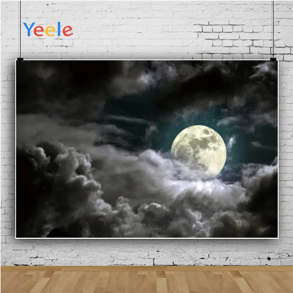 Yeele Ночная Луна темные облака небо детская комната мечтательная фотография фоны