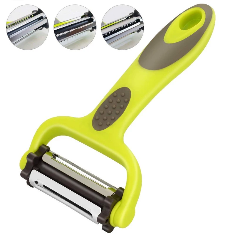 

3 in 1 Vegetable Peeler Citrus Fruit Peeler for Apple Orange Lemon Carrot and Potato Peeler with Rotating Serrated Slicer Blades