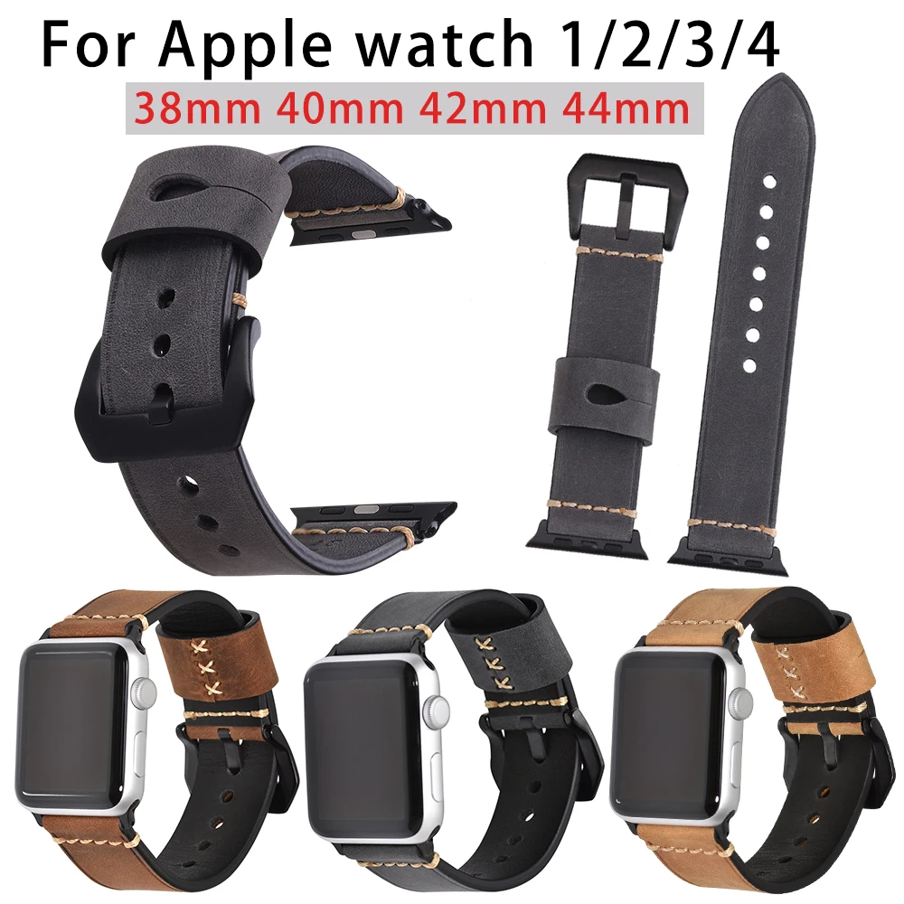 BEAFIRY для Apple watch iwatch для ремешка часов 42 мм Натуральная Crazy Horse телячья кожа темно-коричневый светло-коричневый серый