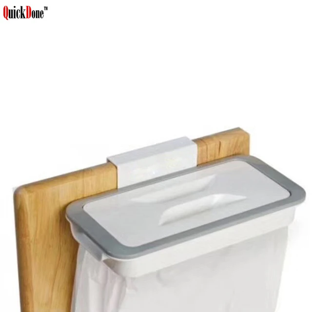 Special Offers QuickDone 1Pc Hanging Trash Bag Holder Cabinet Cupboard Rack And Garbage Rubbish Storage Bags holders Kitchen Accessory AKC6152