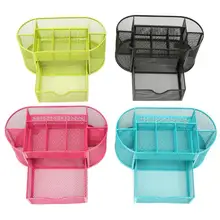 9 Cell Metal Mesh Desktop Office Pen Pencil Holder Iron Desk Organizer for Scissors Ruler Stationery