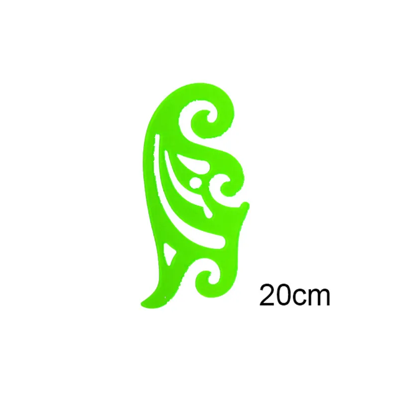 1 шт. в форме пластиковой линейки шаблон для рисования Овальный геометрический шаблон кривой узор Линейка Канцелярские товары офисные принадлежности - Цвет: 1 pcs green 20cm