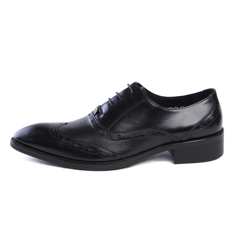 

High Quality Genuine Leather Spring/Autumn Lace-Up Business Flats Oxfords Ruffles Office Career Dress Shoes For Men
