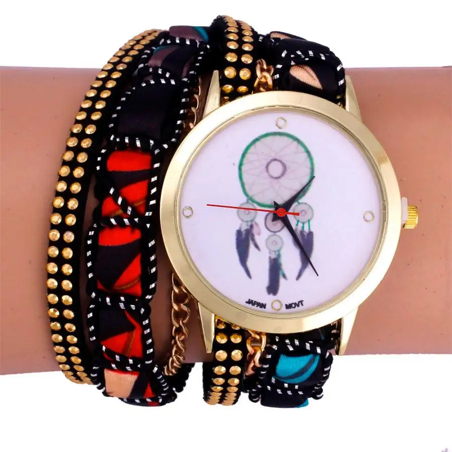 Women Girl Rhinestone Pattern Quartz Bracelet Wrist Watch#911