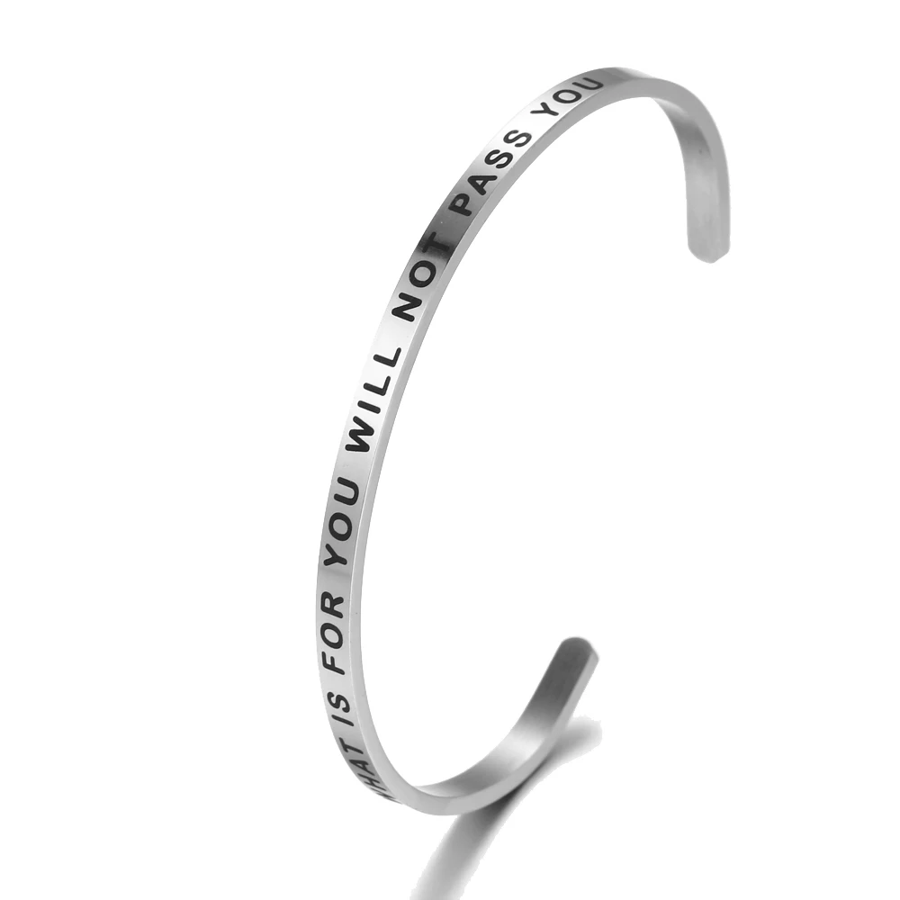 

Inspirational Bracelet Quote"What Is For You Will Not Pass You"For Women Jewelry Men Birthday Customize Engraved Letter Gift 4mm