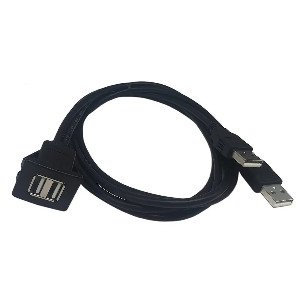 

NewestUSB2.0 Flush Mount Cable 1M/2M Double/Single USB Port Extension Flush Dashboard Panel Mount Cable for Car Boat Motorcycle