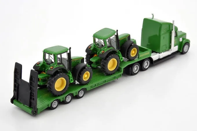 1:87 Siku 1837 Low Loader With 2 John Deere Tractors Toys Car Collection Models 