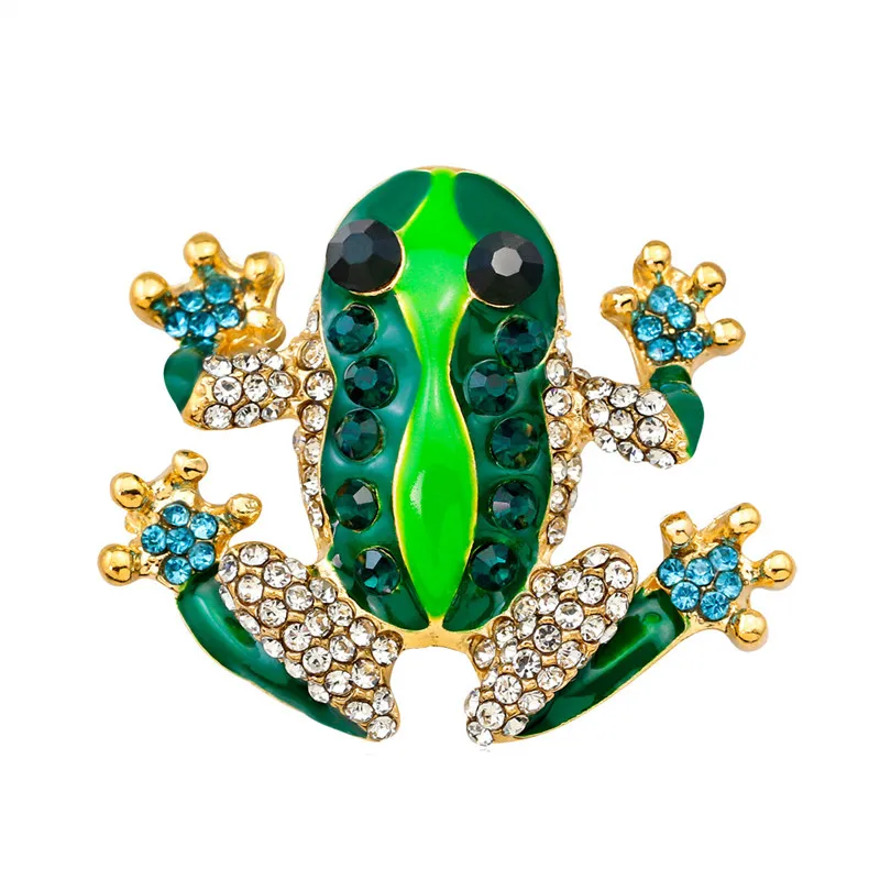 

OneckOha Rhinestone Green Frog Brooches Cute Animal Brooch Pin Women's Garment Accessories