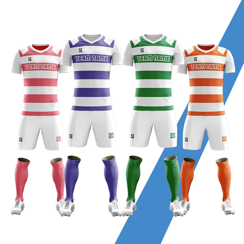 

2019 DIY Custom Sublimation Blank Football Uniforms kit Free Design Soccer Team Shirt Tops Quick Dry Breathable Soccer Jerseys