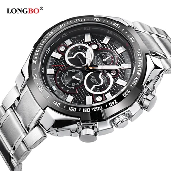 

LONGBO Military Men's Stainless Steel Band Sport Quartz Watches Dial Clock For Men Male Gifts Leisure Watch Relogio Masculino
