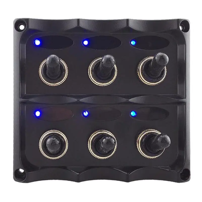 

ABS anti-UV material Waterproof 12-24V 6 Gang LED Car Boat Marine Toggle Switch Panel with Fuse