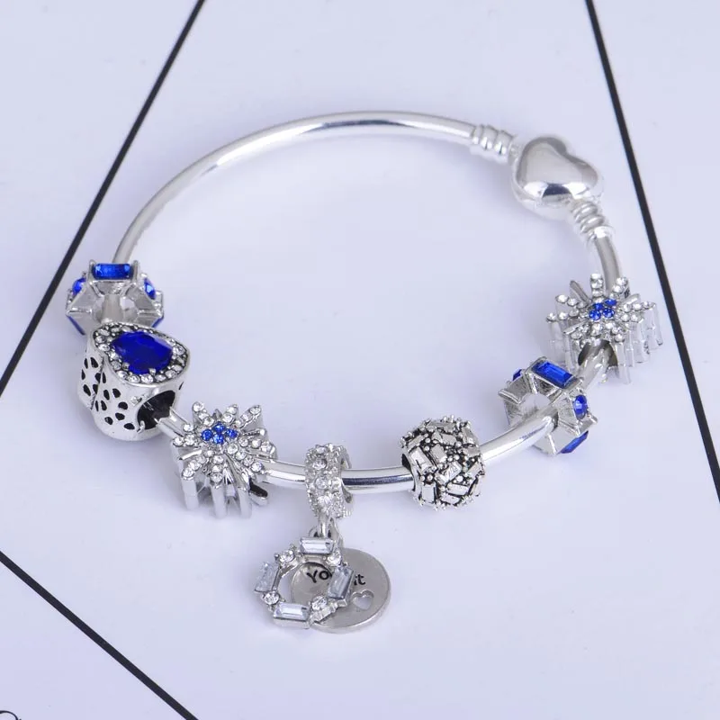 Европейский Стиль Кристалл Шарм Браслеты для женщин с стеклянные бусины для рукоделия браслеты и браслеты