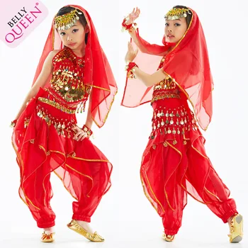 

Kids Belly Dance Costume Set Oriental Indian Bollywood Dance Costumes Girls Belly Dancing Performance Children Clothes 4 Pcs