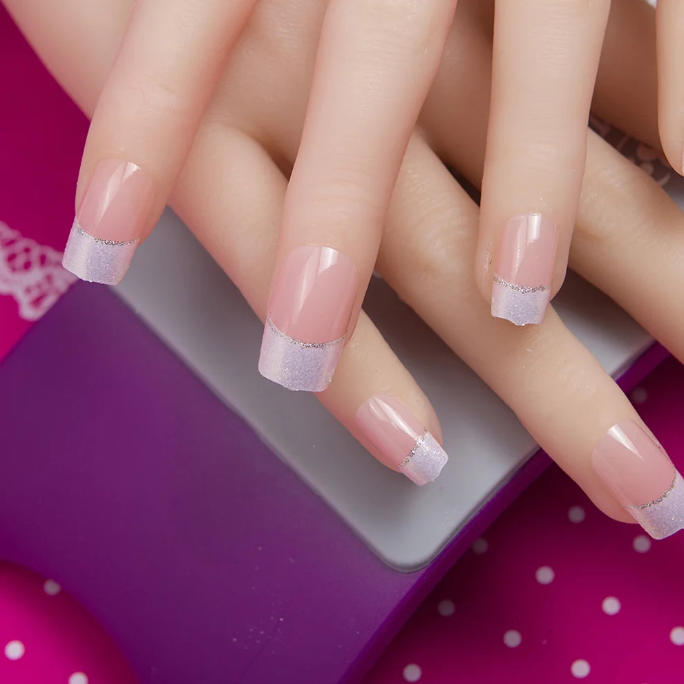 

Acrylic False Nails 24pcs/set 10 Sizes Square Full Design Fake Nails Art White a Nail Adhesive JQ292