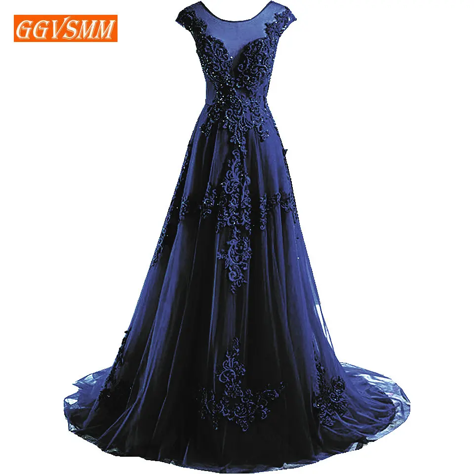 top quality Women Dark Navy Evening Gowns 2019 Evening Dresses Long Plus Size Tulle Beading Lace Up Sexy Party Dress Custom Made top quality Women Dark Navy Evening Gowns 2019 Evening Dresses Long Plus Size Tulle Beading Lace Up Sexy Party Dress Custom Made