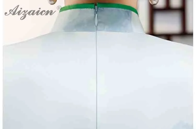 Для женщин Китайская традиционная одежда Qipao печати Cheongsam современный узкие длинные платья Chinoise подобные шелковые Qi Pao ежедневно платье