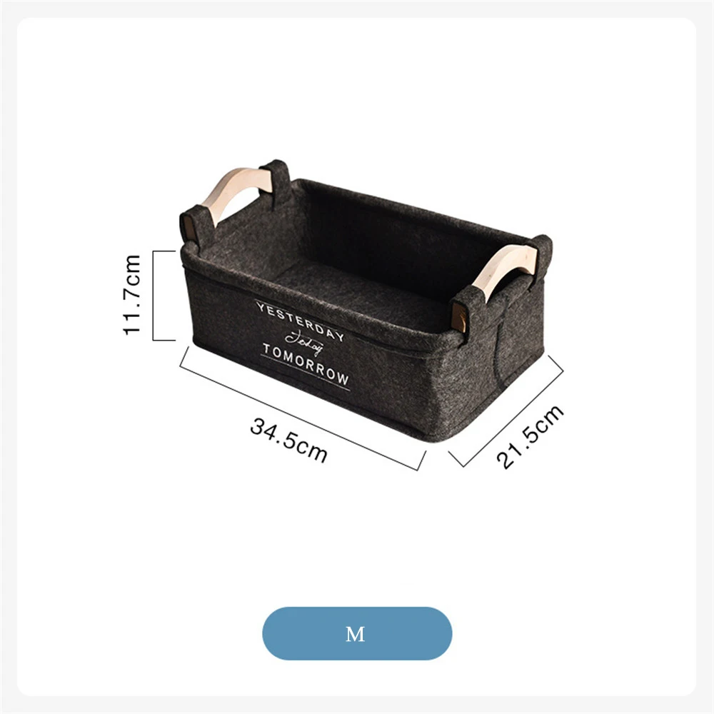 Нордическая черная войлочная корзина для хранения с ручками, простая домашняя настольная органайзер для мелочей, рамка Ins, корзина для отделки приправ - Цвет: M