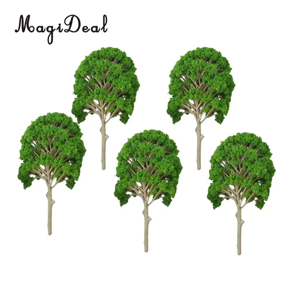 5Pcs Train Track Park Garden Forest Street Architecture Landscape Scenery Green Model Trees Scale 1:50-1:75