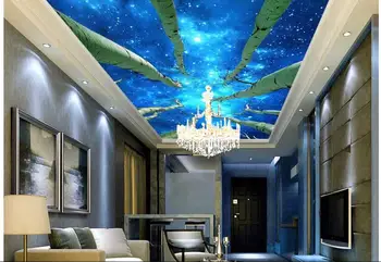 

3d room wallpaper custom photo non-woven mural The night sky stars under the big tree ceiling painting 3d wall murals wallpaper