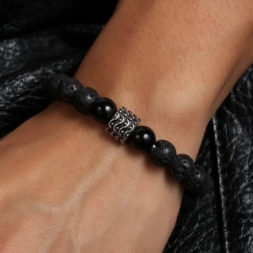 Модные бусины подвески браслеты из натурального лавового камня вулканической