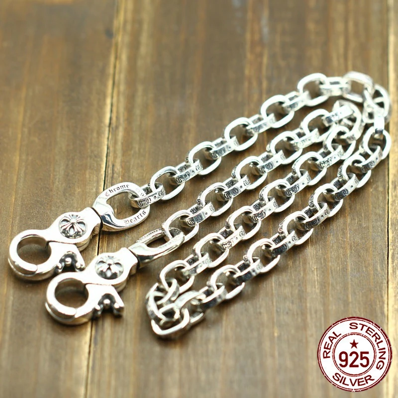 

100% 925 sterling silver men's bag chain pants chain personality fashion retro punk style domineering cross shape to send a gift