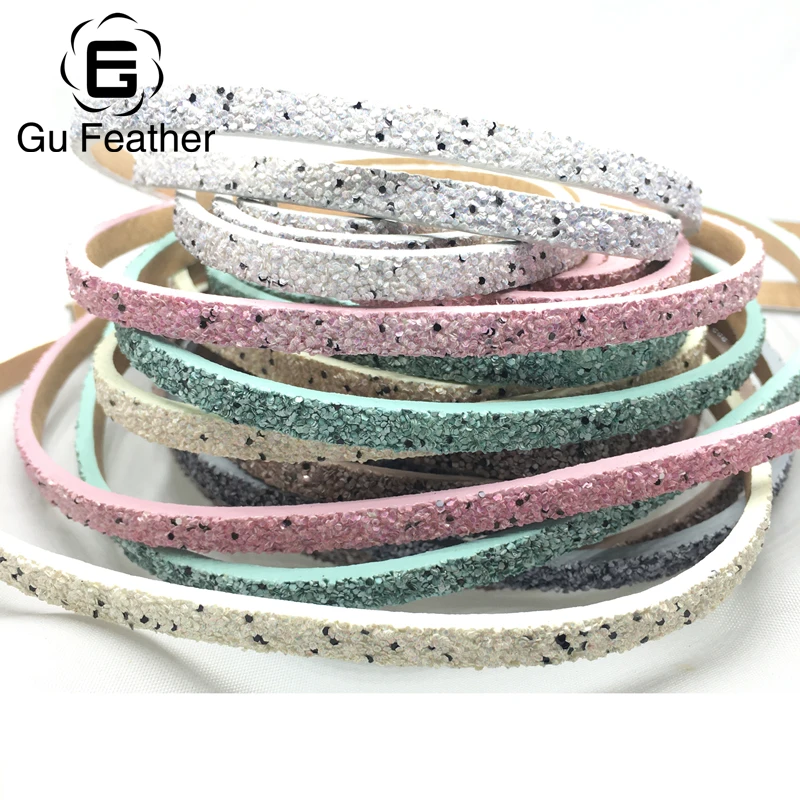

GUFEATHER P78/5MM Sequined leather cord/jewelry accessories/jewelry findings/rope/cords/diy accessories/jewelry making