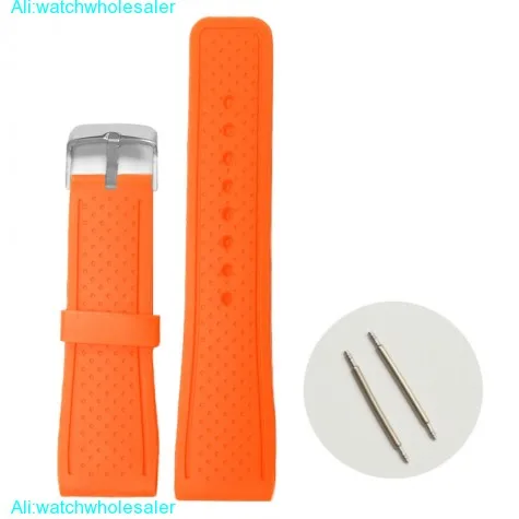 24mm Orange Color Silicone Jelly Rubber Ladies Men Watch Band Straps WB1078H24JB