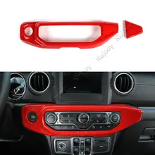 Rosso/Argento ABS Aria Condizionata Pulsante di Regolazione del Pannello Della Copertura Della Pagina Della Decorazione Della Decalcomania Trim Per Jeep Wrangler JL 2018 + Car Styling